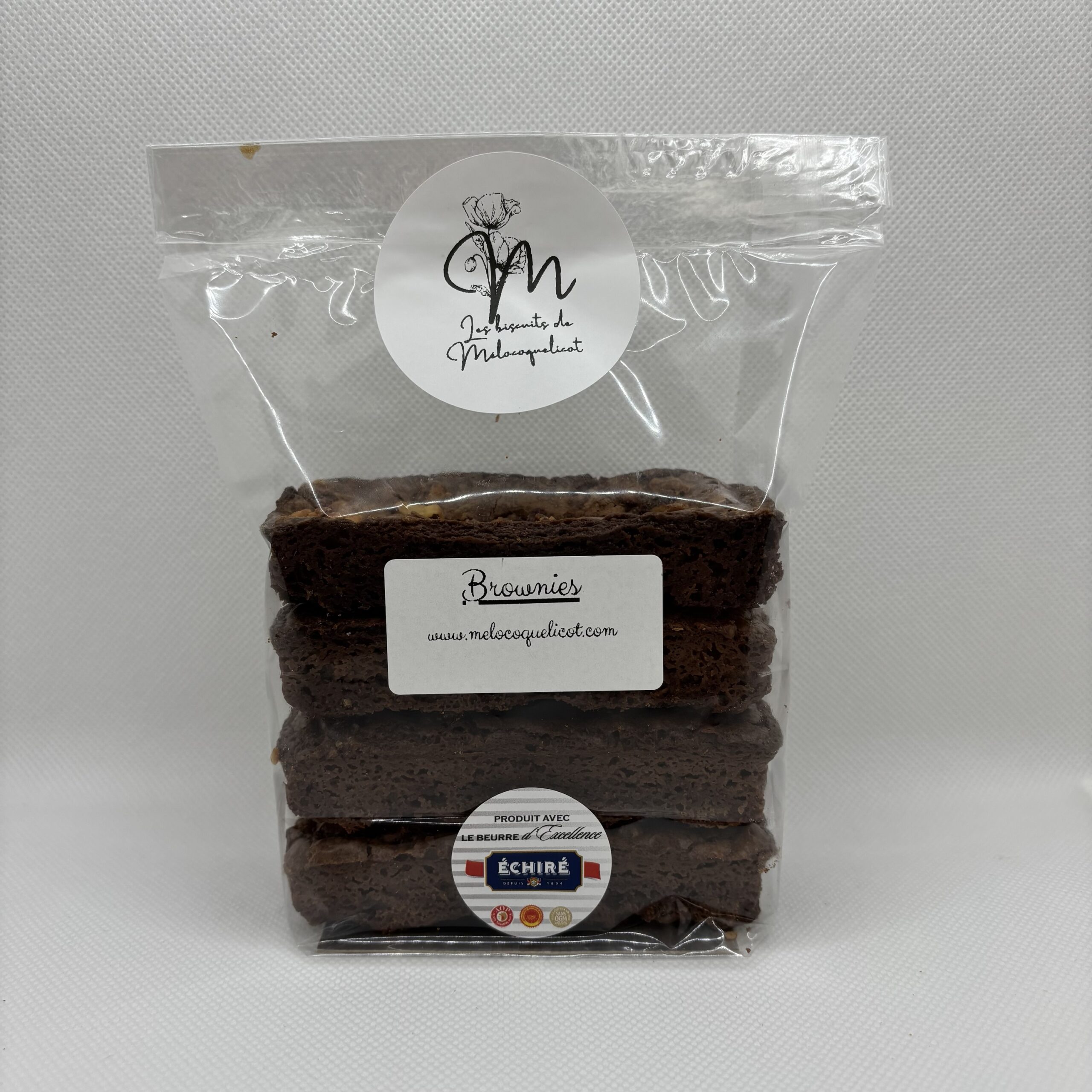 4 Brownies Artisanaux aux Noix et Noix de Pécan, Chocolat Noir et au Lait